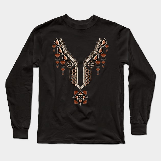 African embroidery Long Sleeve T-Shirt by PaepaeEthnicDesign